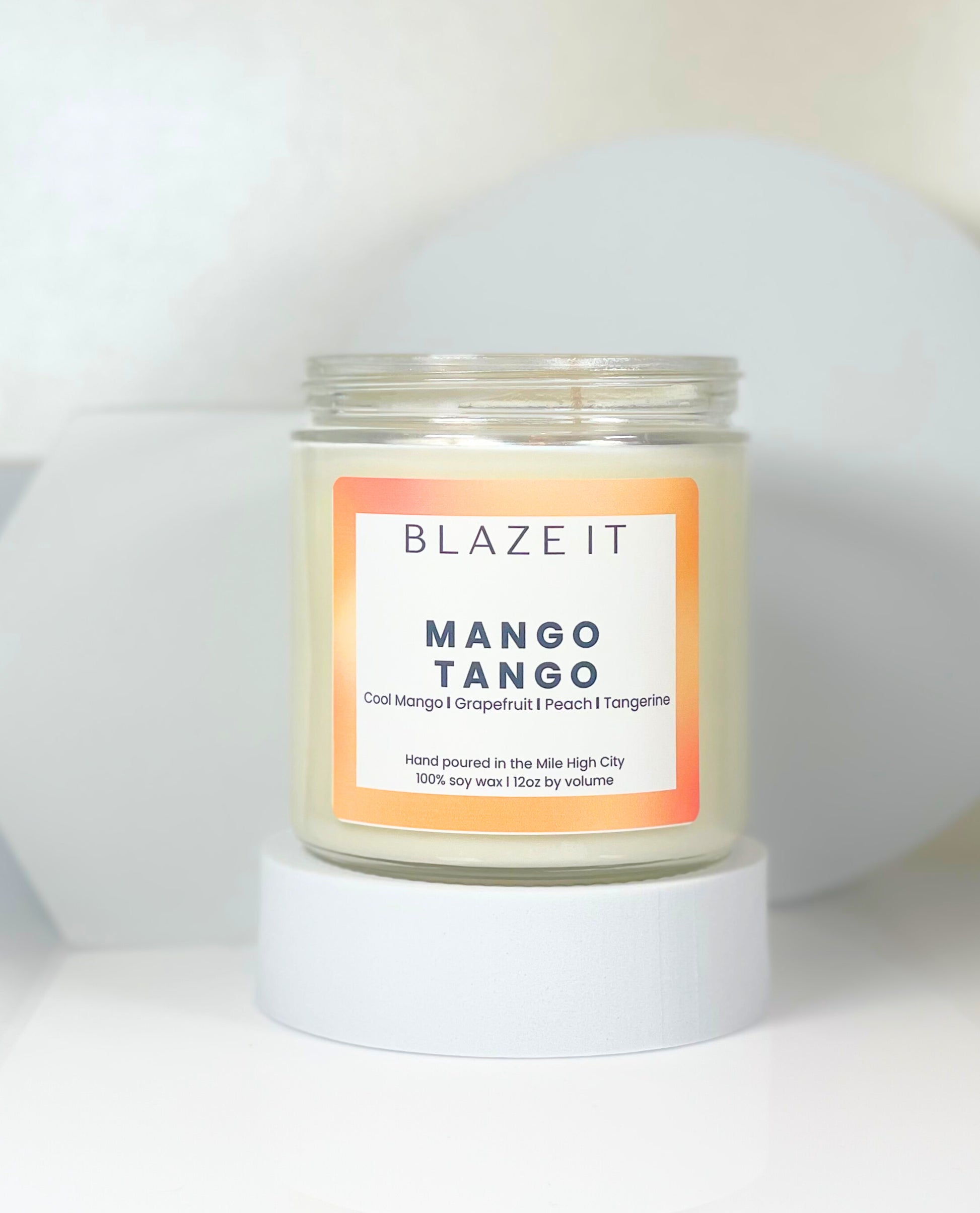 Mango Tango candle with notes of Cool Mango, Grapefruit, Peach and Tangerine l Blaze It Candle Co