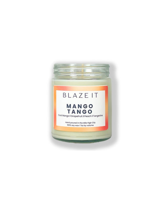 Mango Tango candle with notes of Cool Mango, Grapefruit, Peach and Tangerine l Blaze It Candle Co